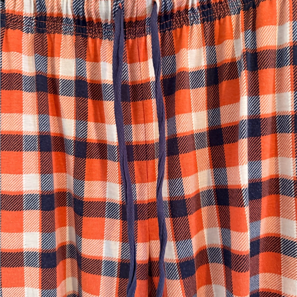 Cuddl Duds Plaid Lounge Pants in Orange and Blue - Picture 2 of 4